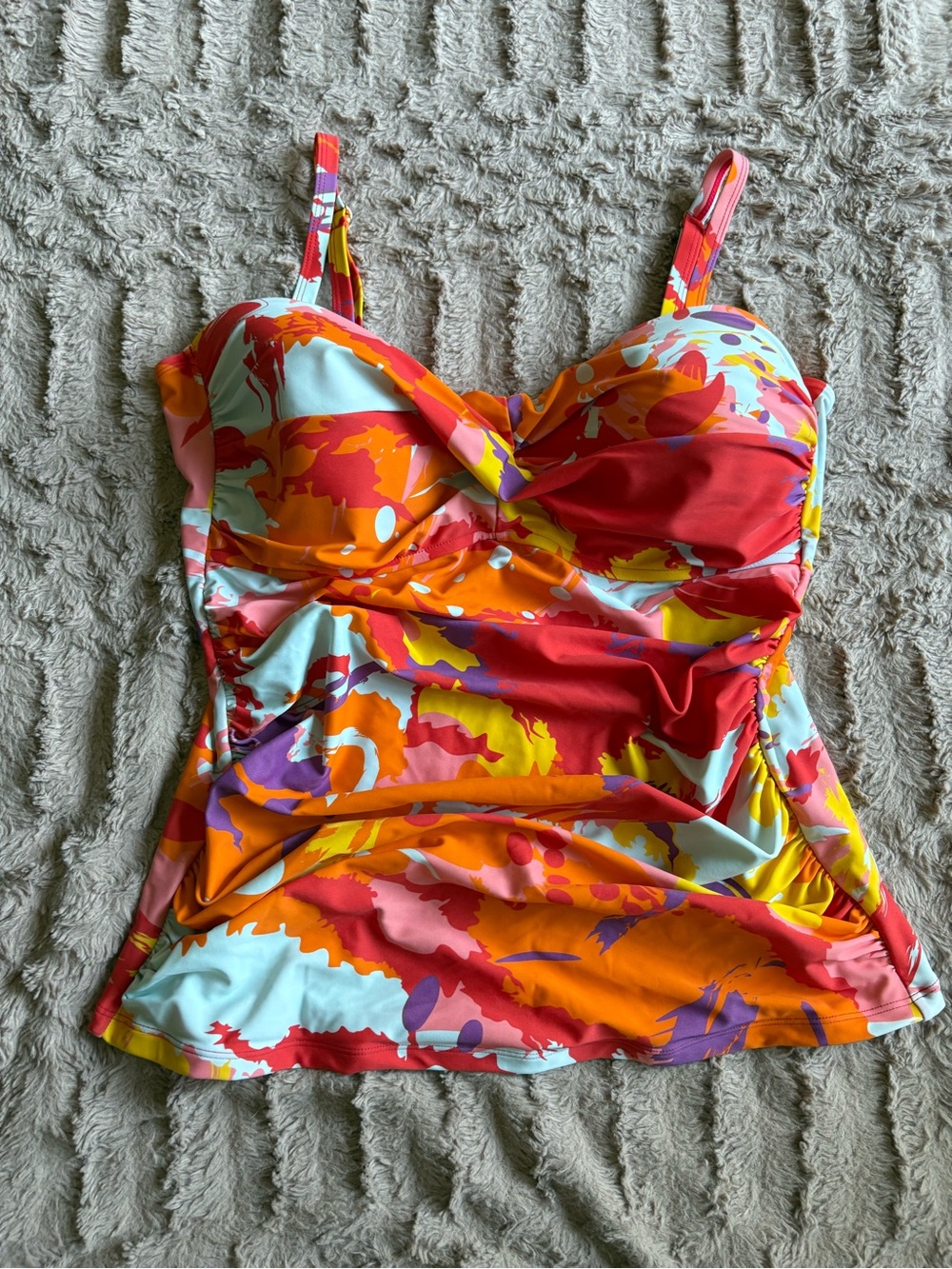 RELLECIGA Multicolor Swirl Tankini Top - Red, Orange, Yellow, Purple, Aqua